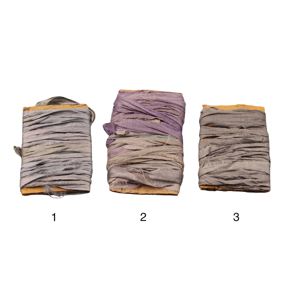 Light grey Sari Silk Ribbon on a cardboard cards