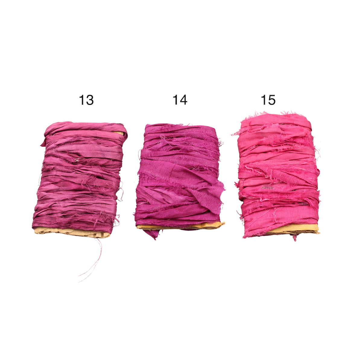 More variations of purple sari silk ribbons in mixed tones