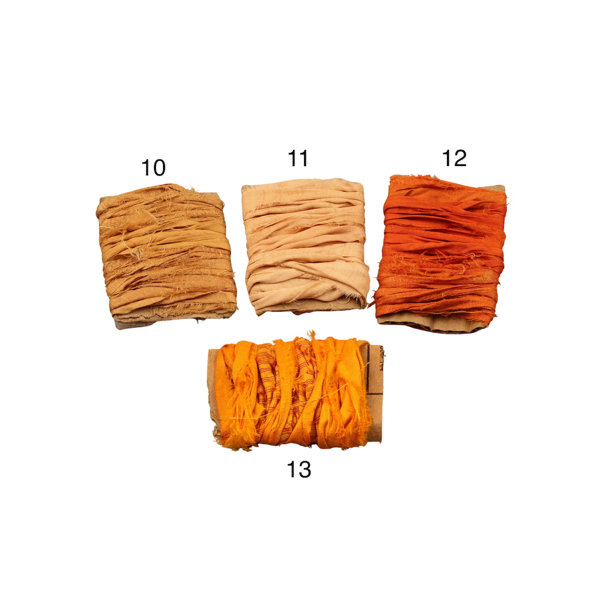 Mixed yellow and orange sari silk ribbons in various shades