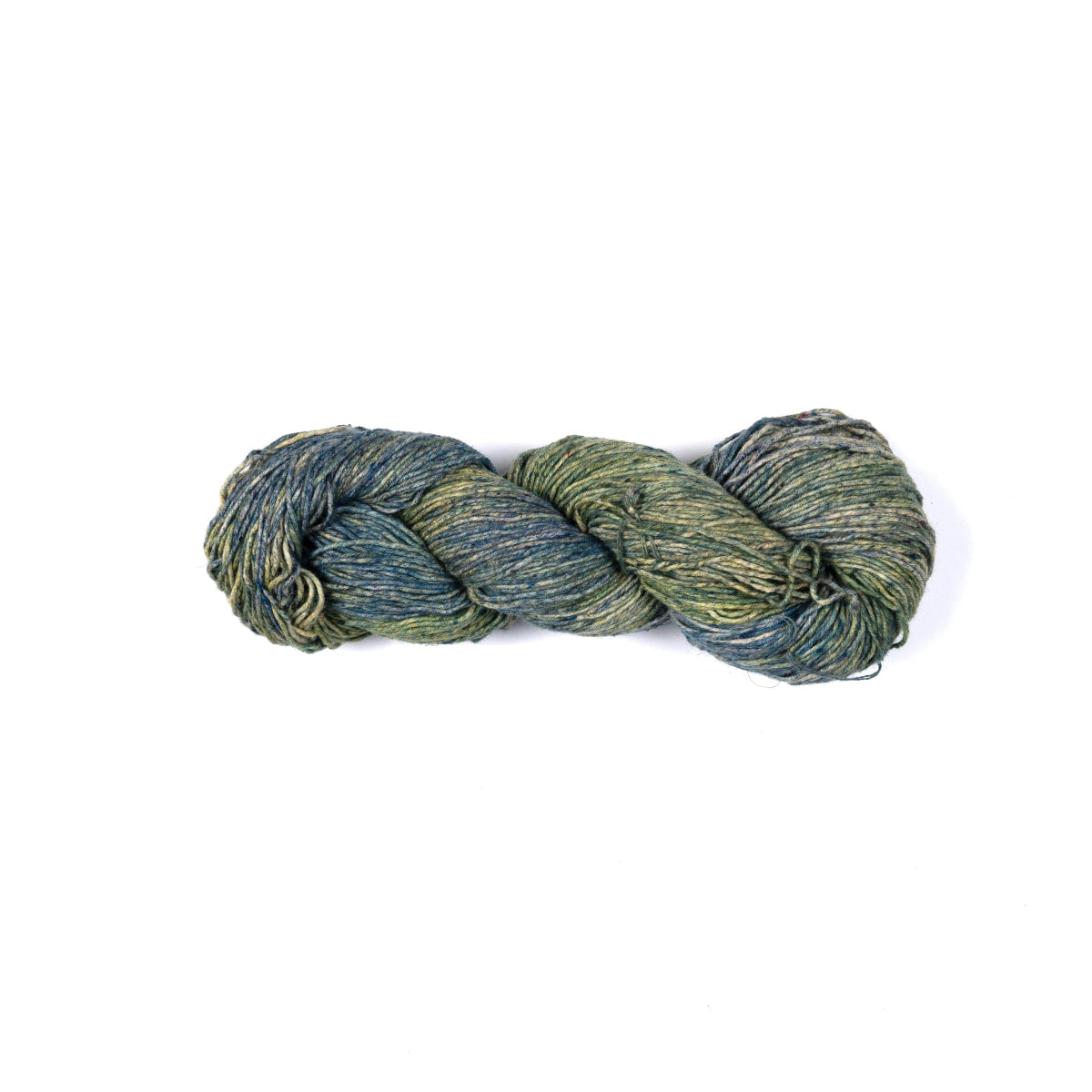Hand-dyed Cotton Linen Yarn – Meadow Glow shade in dark, light, and medium green hues