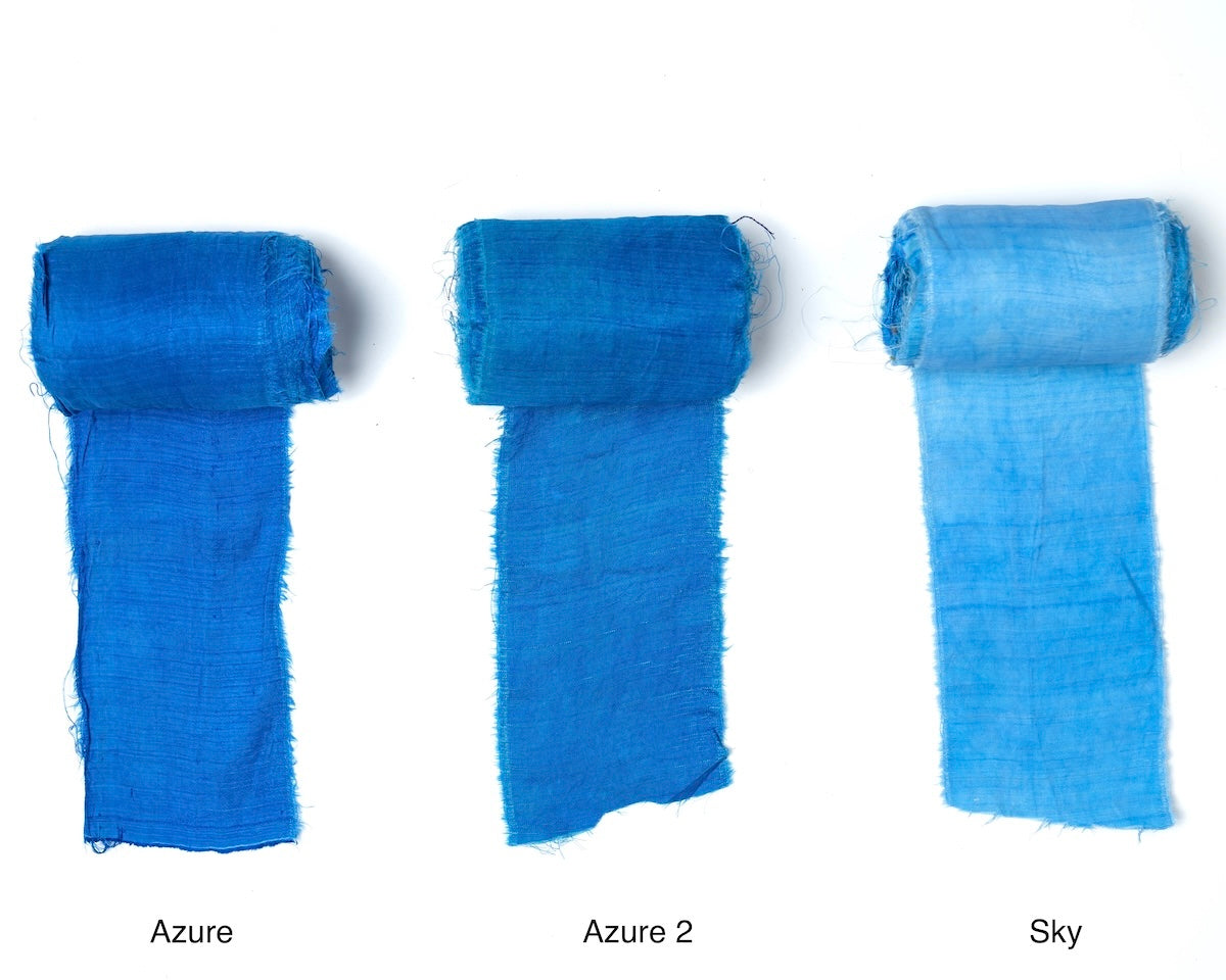 Extra wide sari silk ribbon in rich shades of blue