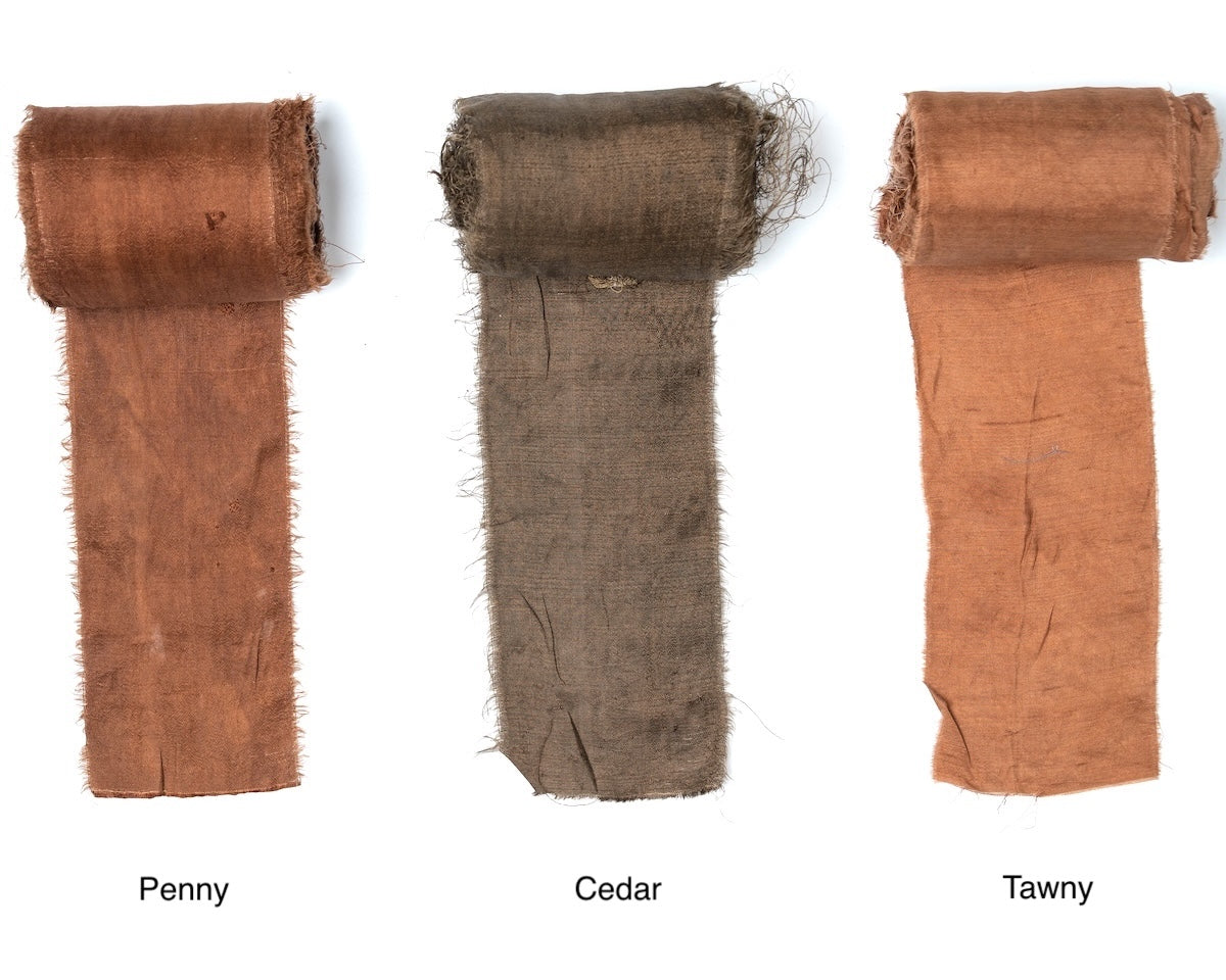 Extra wide sari silk ribbon in three shades of brown