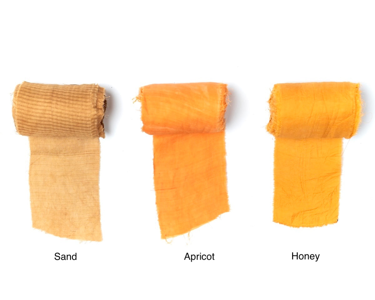 Extra wide sari silk ribbon in brown and yellow shades
