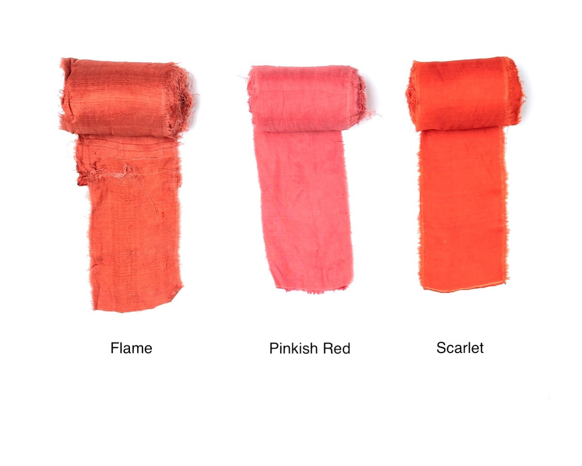 Extra wide sari silk ribbon in crimson and deep red shades.