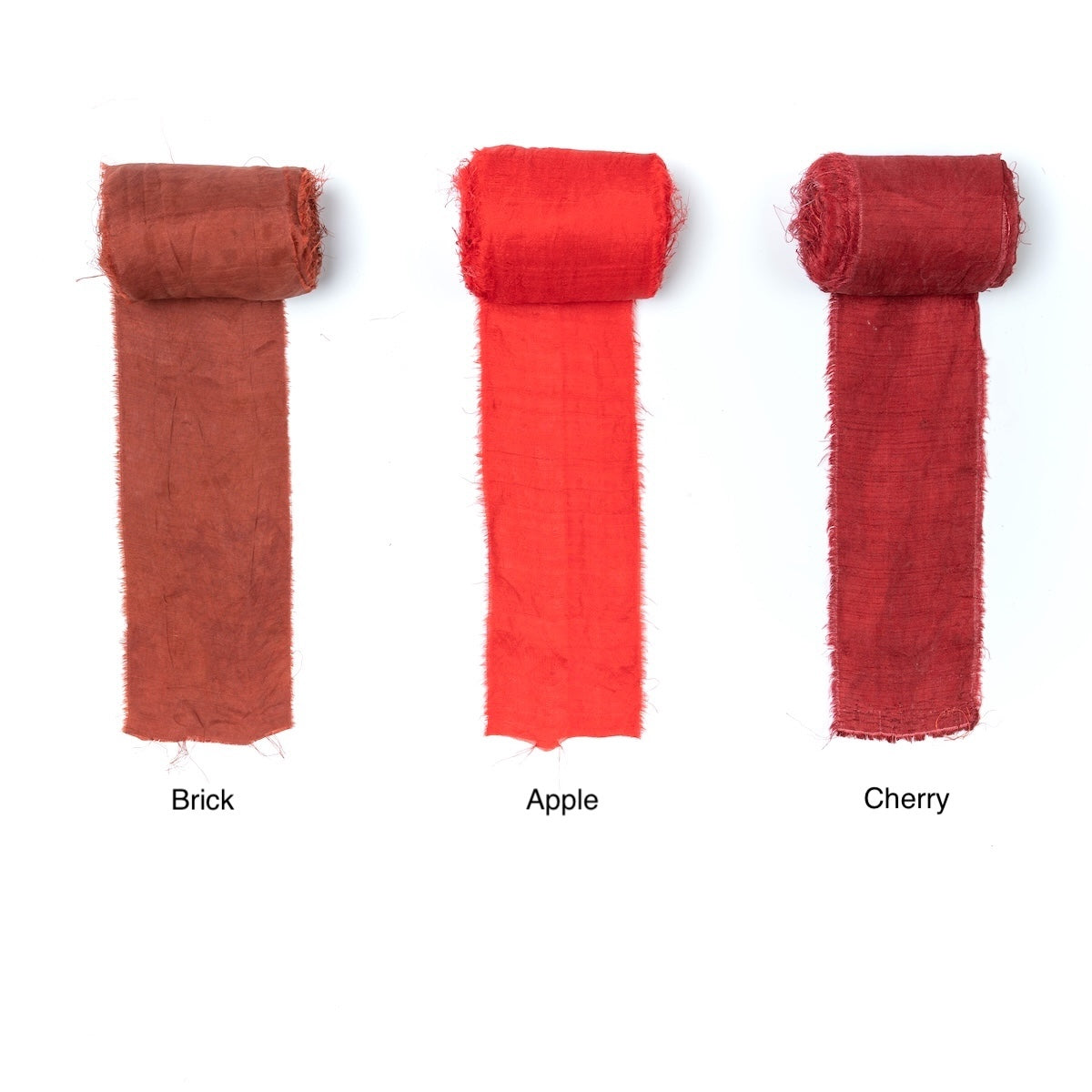 Extra wide sari silk ribbon in shades of red.