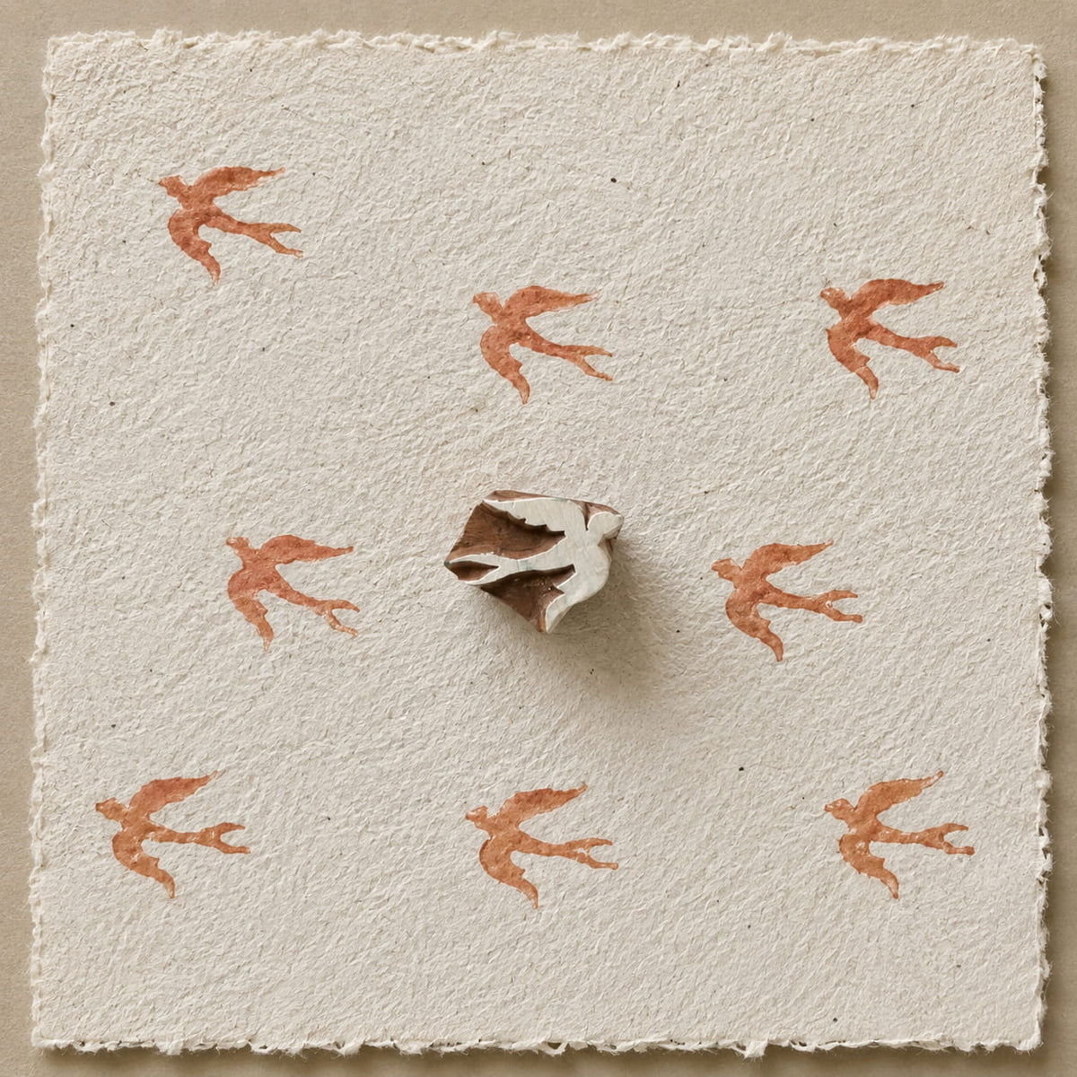 Flying Swallow wooden printing block from India, hand carved for fabric, textile and decorative craft printing