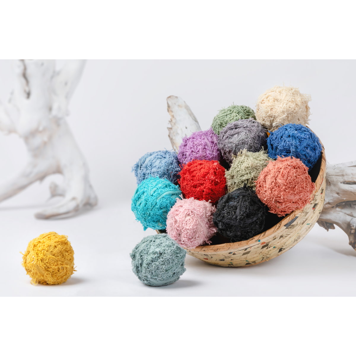 Fuzzy cotton ribbon – 40 shades flat lay, assorted colors for crafting and DIY