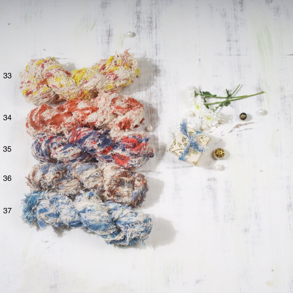 Fuzzy cotton ribbon in assorted multicolor shades for crafting and DIY projects