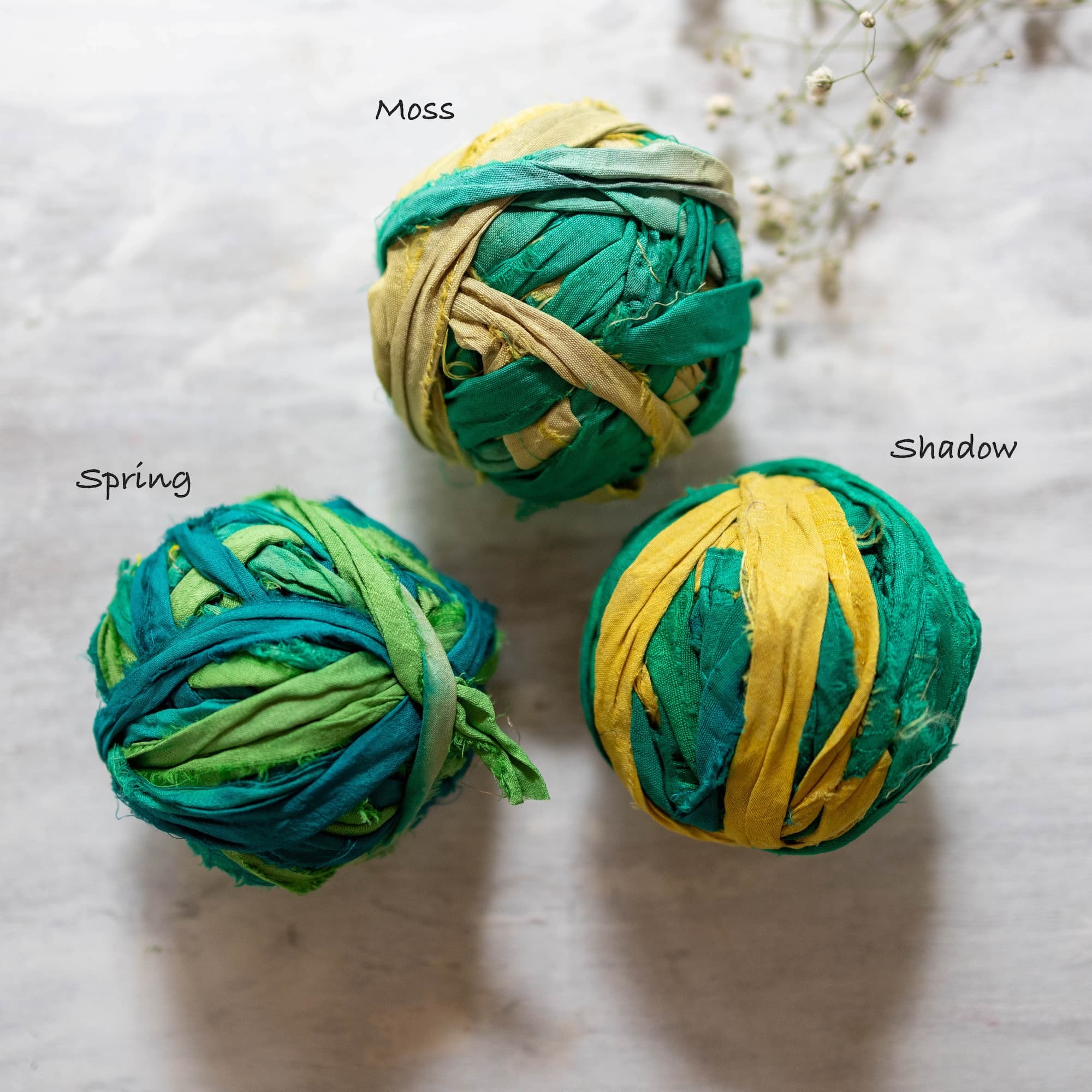 green sari silk ribbon, eco-friendly and hand-dyed for weddings, decor, and invitations.