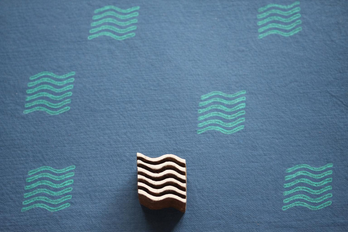 Wooden Printing Blocks with Geometric Symbols - Set of 4