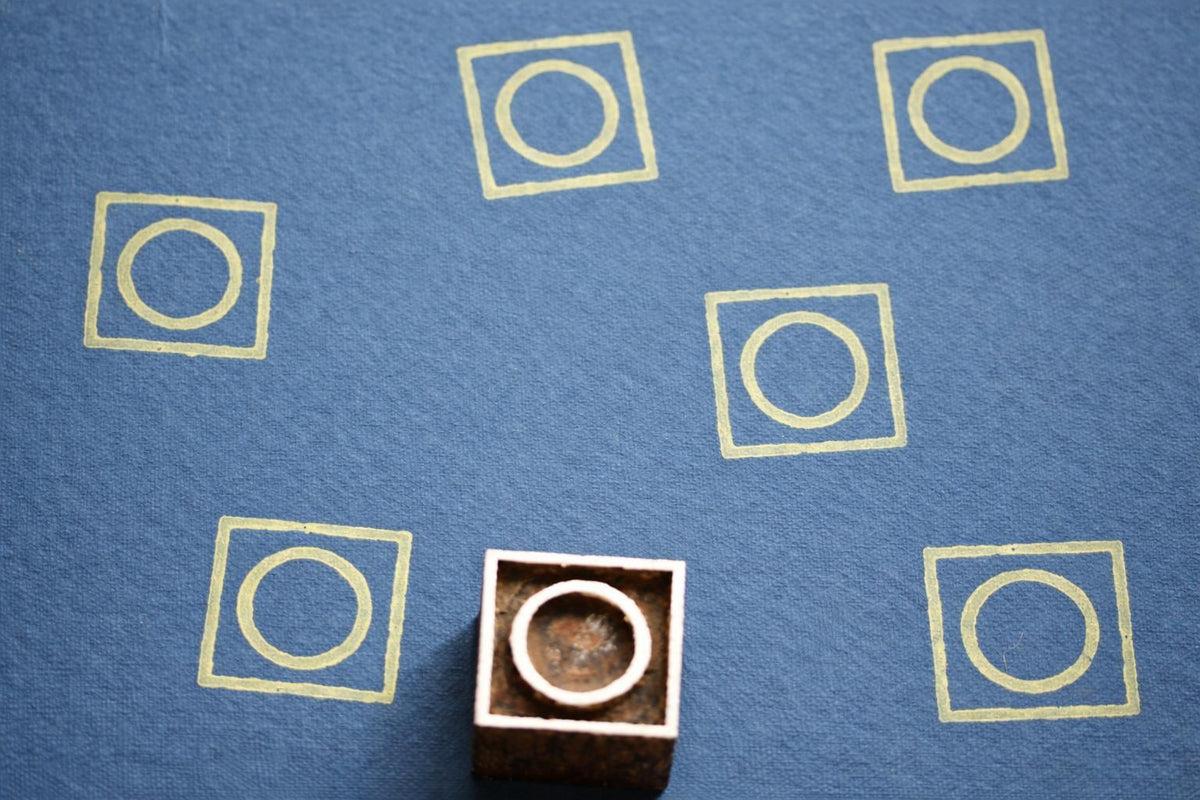 Wooden Printing Blocks with Geometric Symbols - Set of 4