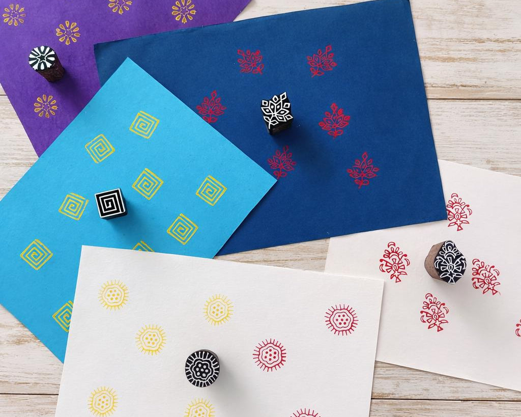 Block Printing Stamp for Fabric, Traditional Indian Wooden Stamp - Floral Leaf for Textile, Clay &Pottery