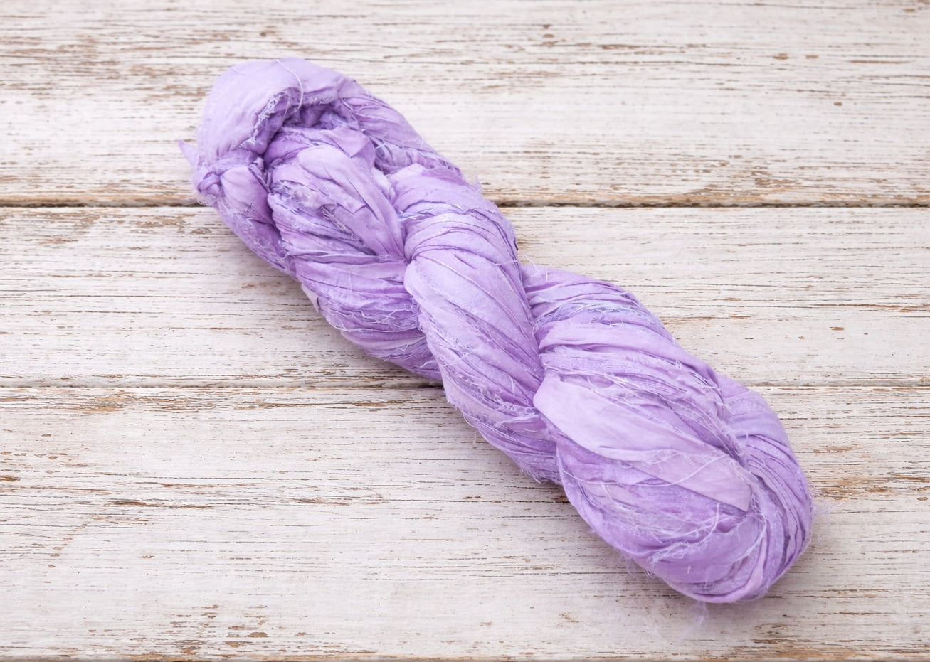 Lavender sari silk ribbon skein