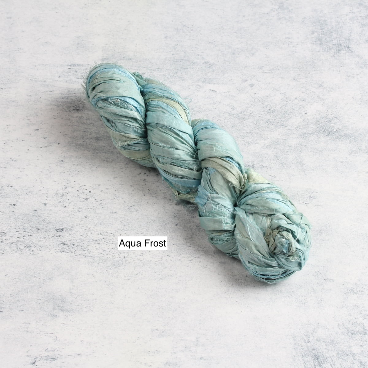 Aqua Frost sari silk ribbon – cool light turquoise tone
