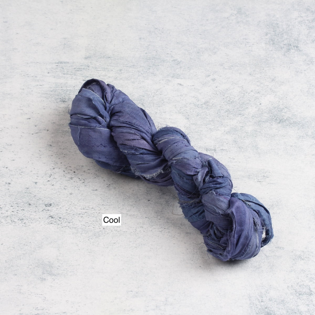 Cool blue sari silk ribbon handmade from recycled silk