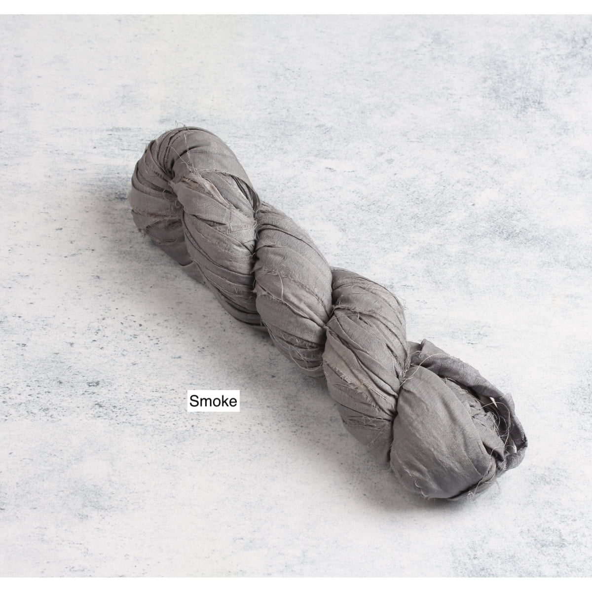 Smoke grey sari silk ribbon handmade from recycled silk