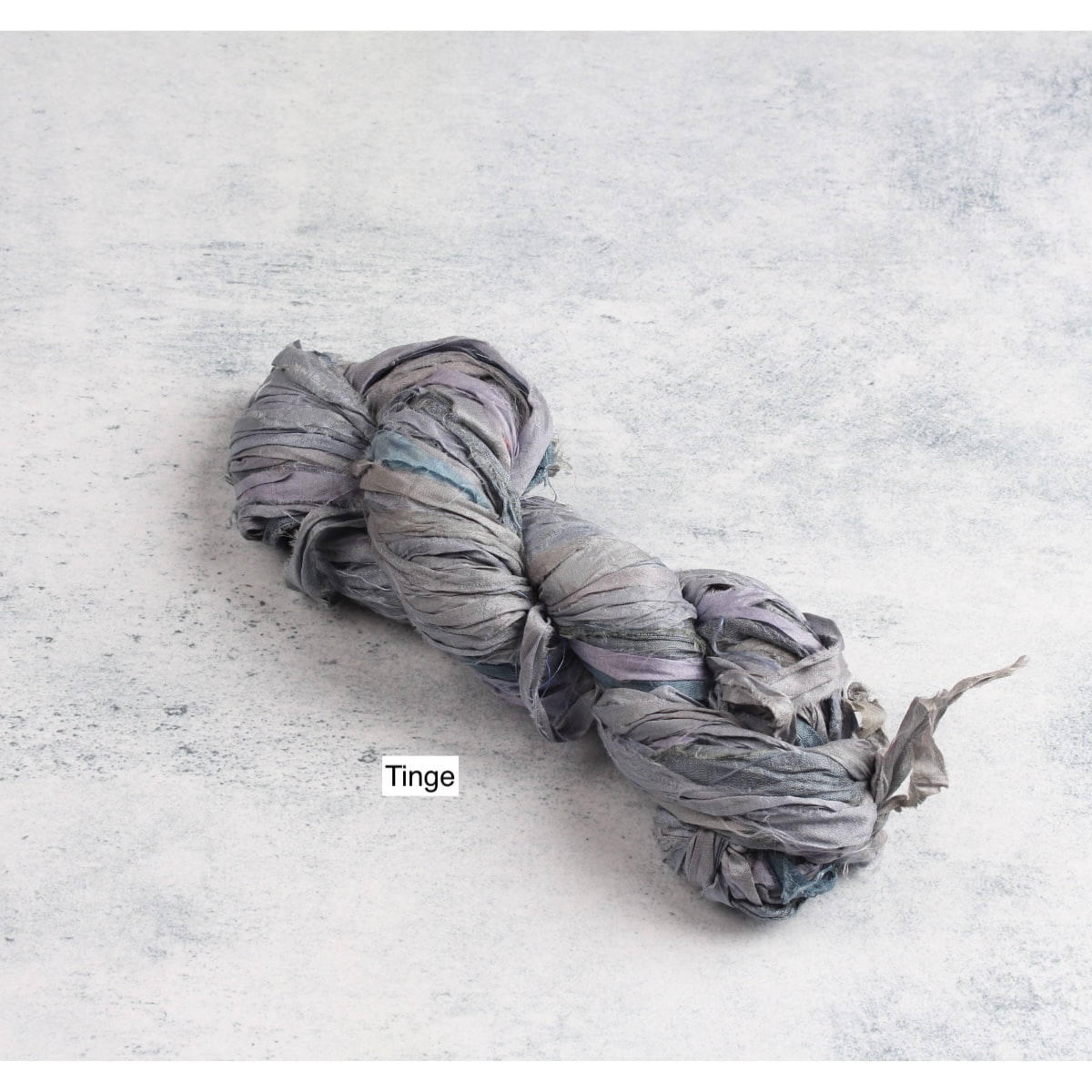 Tinge grey sari silk ribbon hand-dyed for craft use