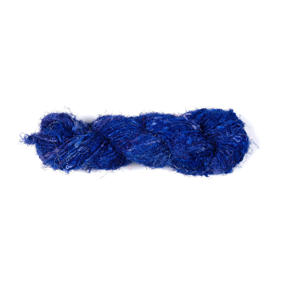 Blue Sari Silk Yarn – hand-spun recycled silk yarn for knitting and weaving.