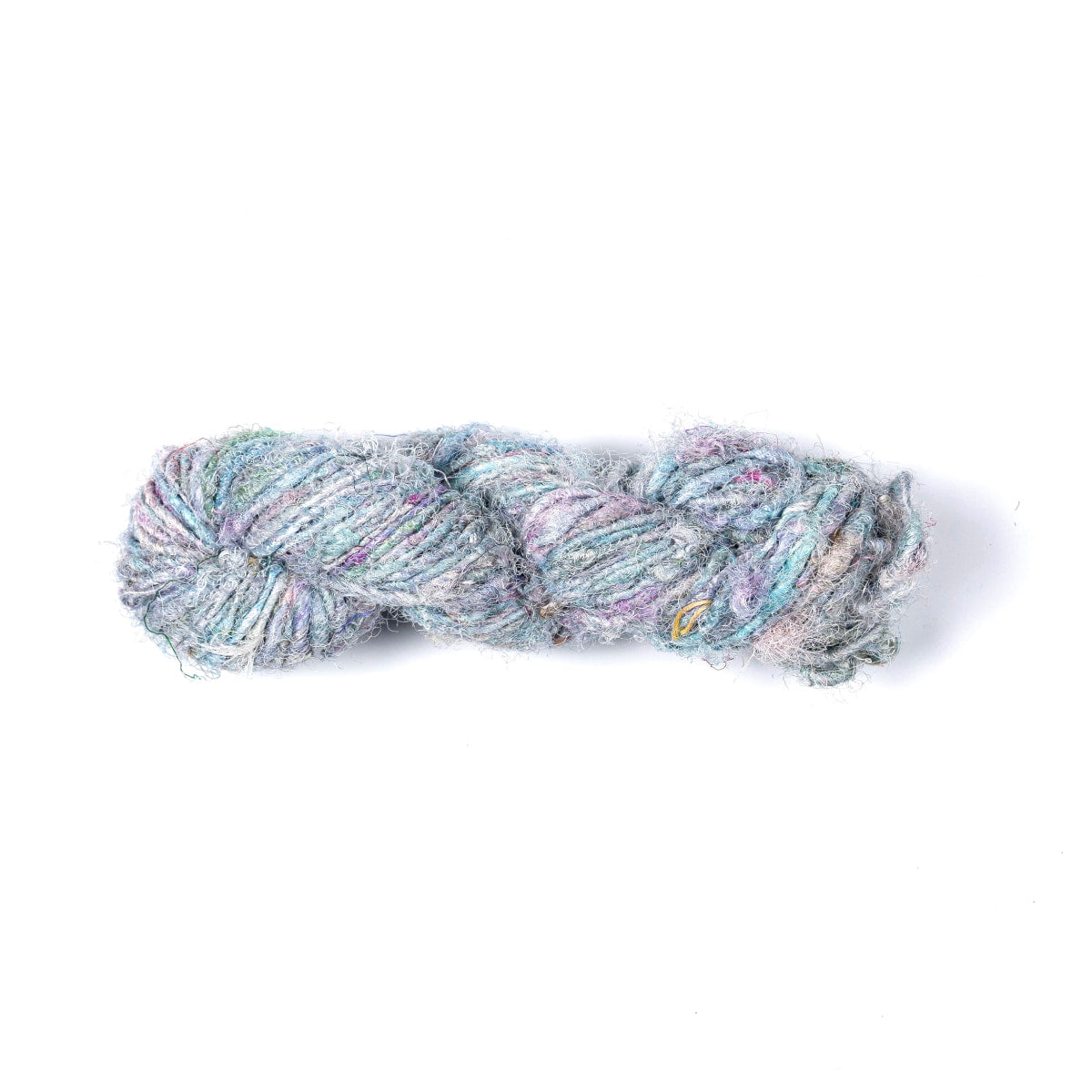 Pastel multicolor Sari Silk Yarn – hand-spun recycled silk skein with soft hues.