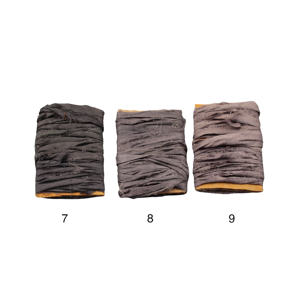 Dark grey shade Sari Silk Ribbon on cardboard cards