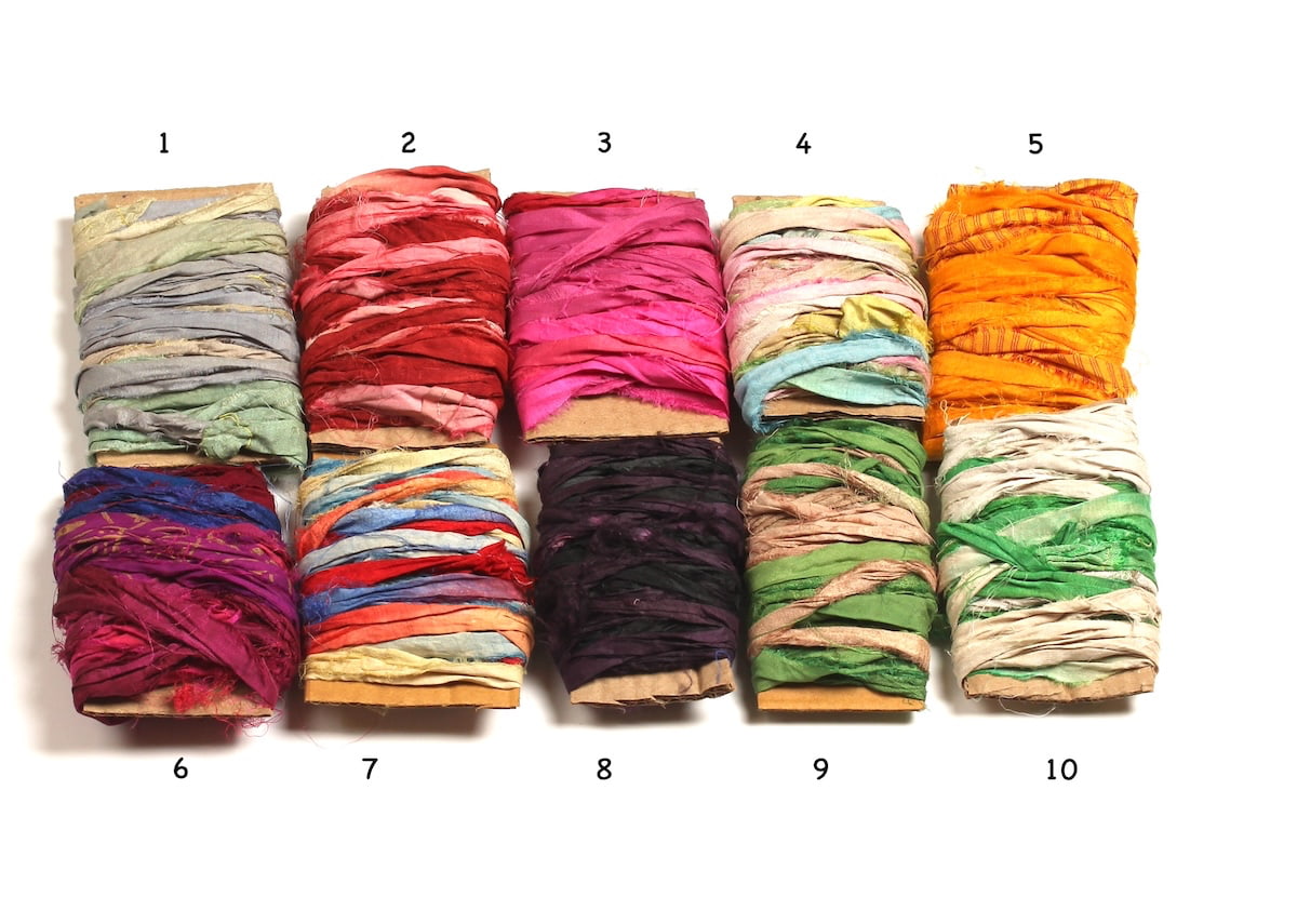 Mixed shades of multi-color Sari Silk Ribbon