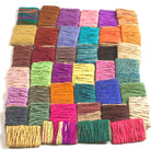 Full set of 40 shades of premium twisted sari silk ribbon cord displayed on cardboard cards
