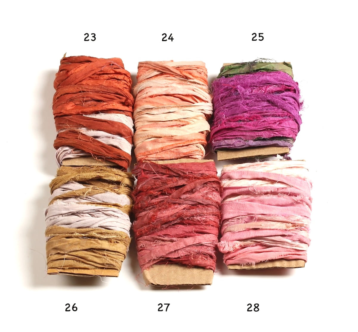 Orange, pink, and brown shades of multi-color Sari Silk Ribbon