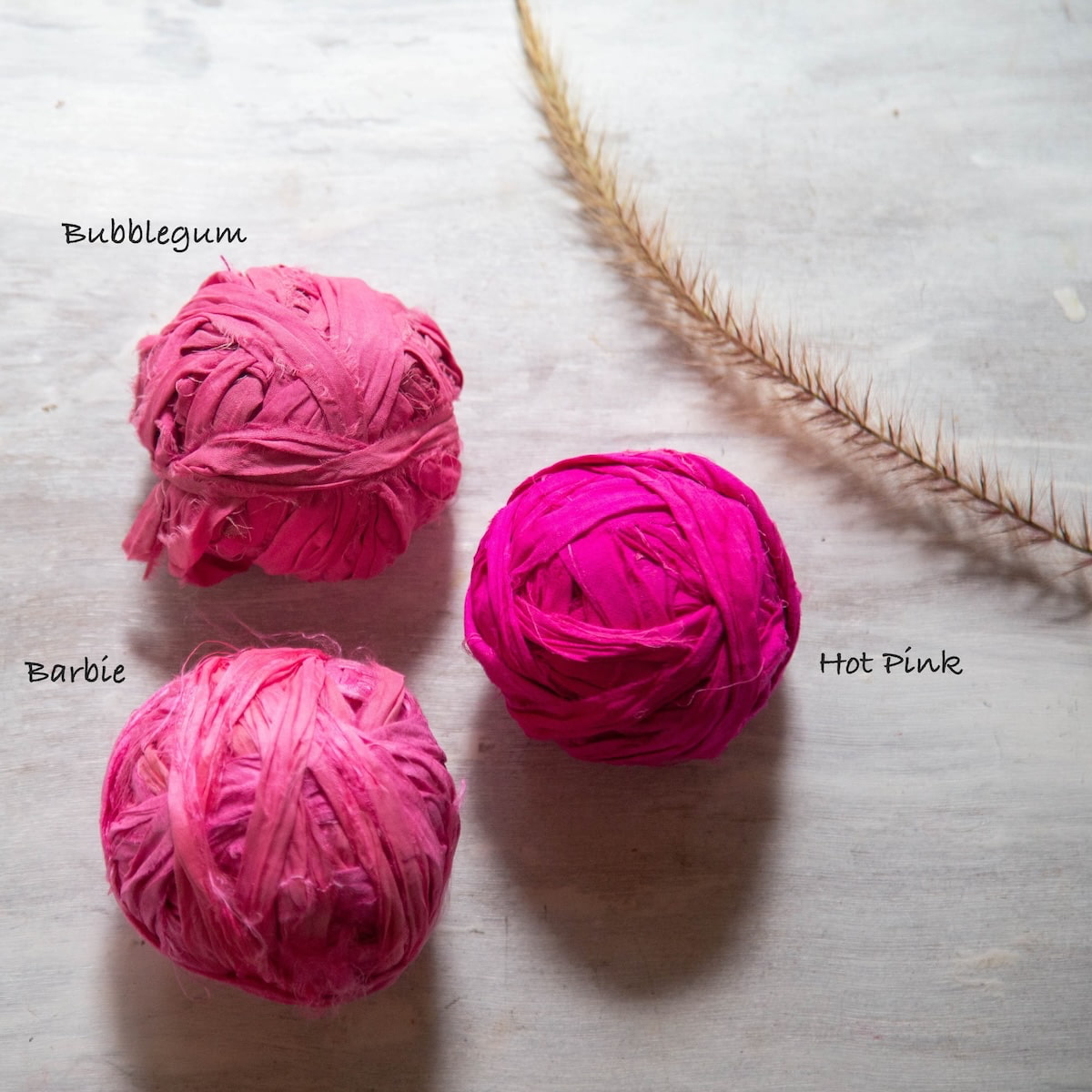 Bright pink and soft pink sari silk ribbons