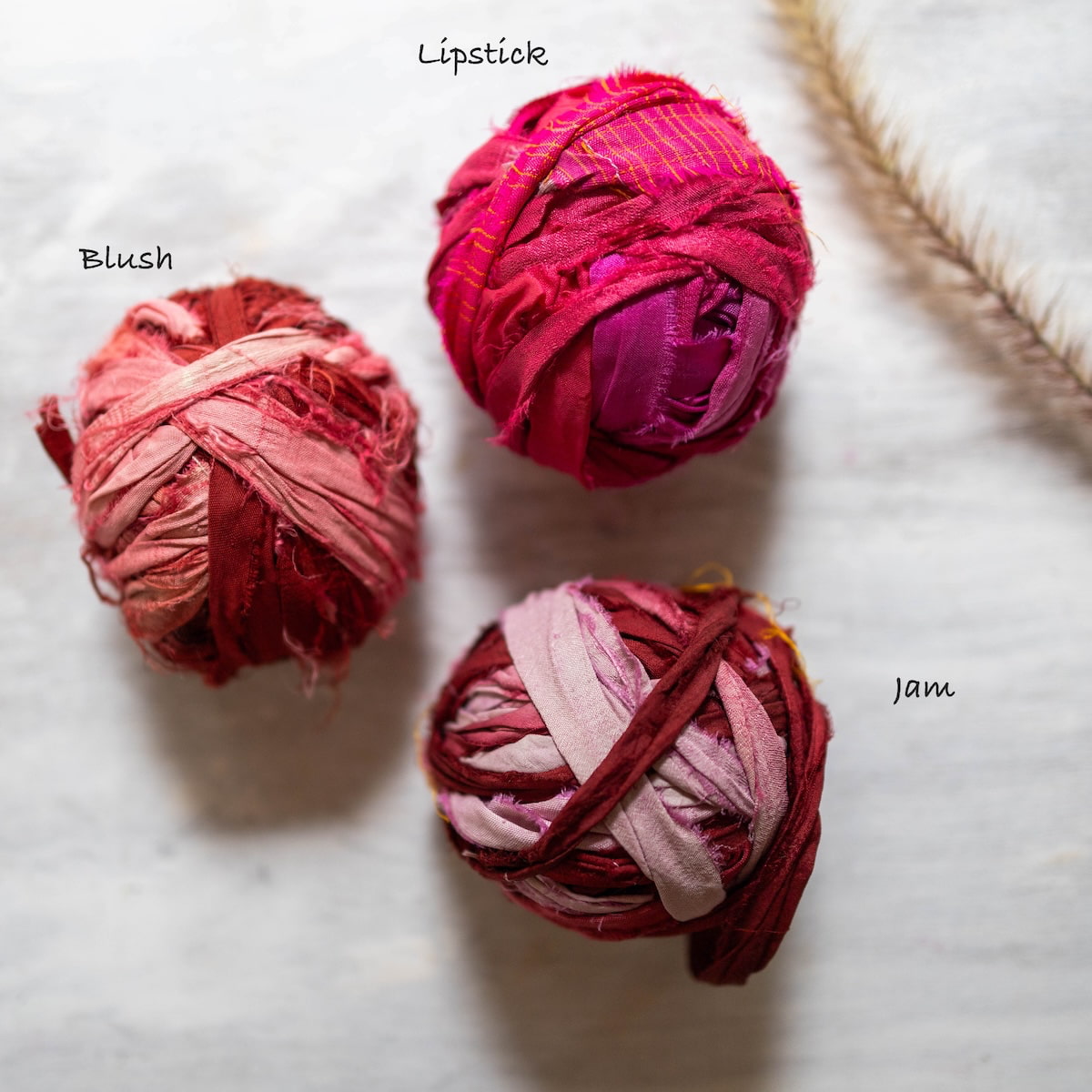 Tie-dye red and pink sari silk ribbons