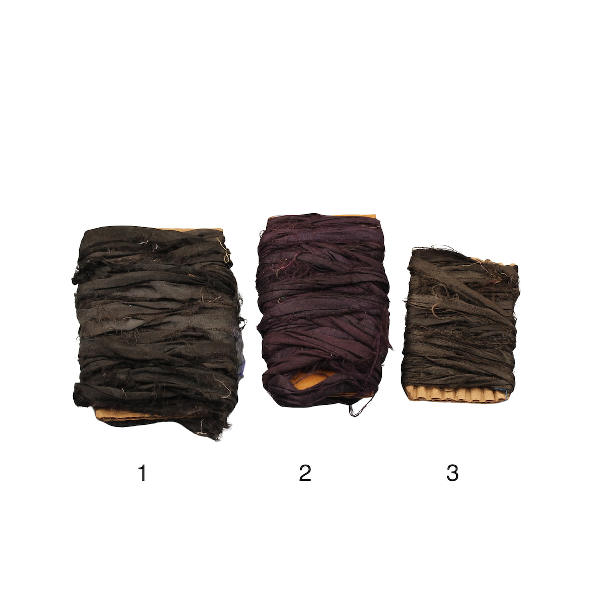 Different shades of black sari silk ribbon
