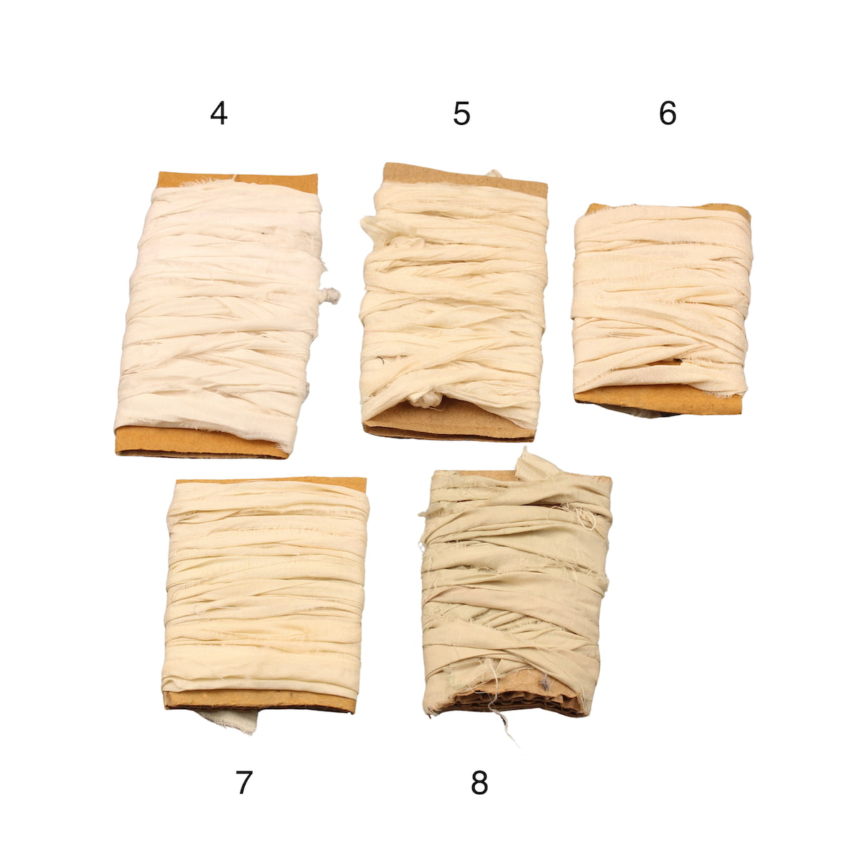 Various shades of ivory and beige sari silk ribbon