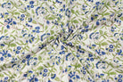 Bluebell Grove block printed cotton fabric draped to show texture, softness and movement