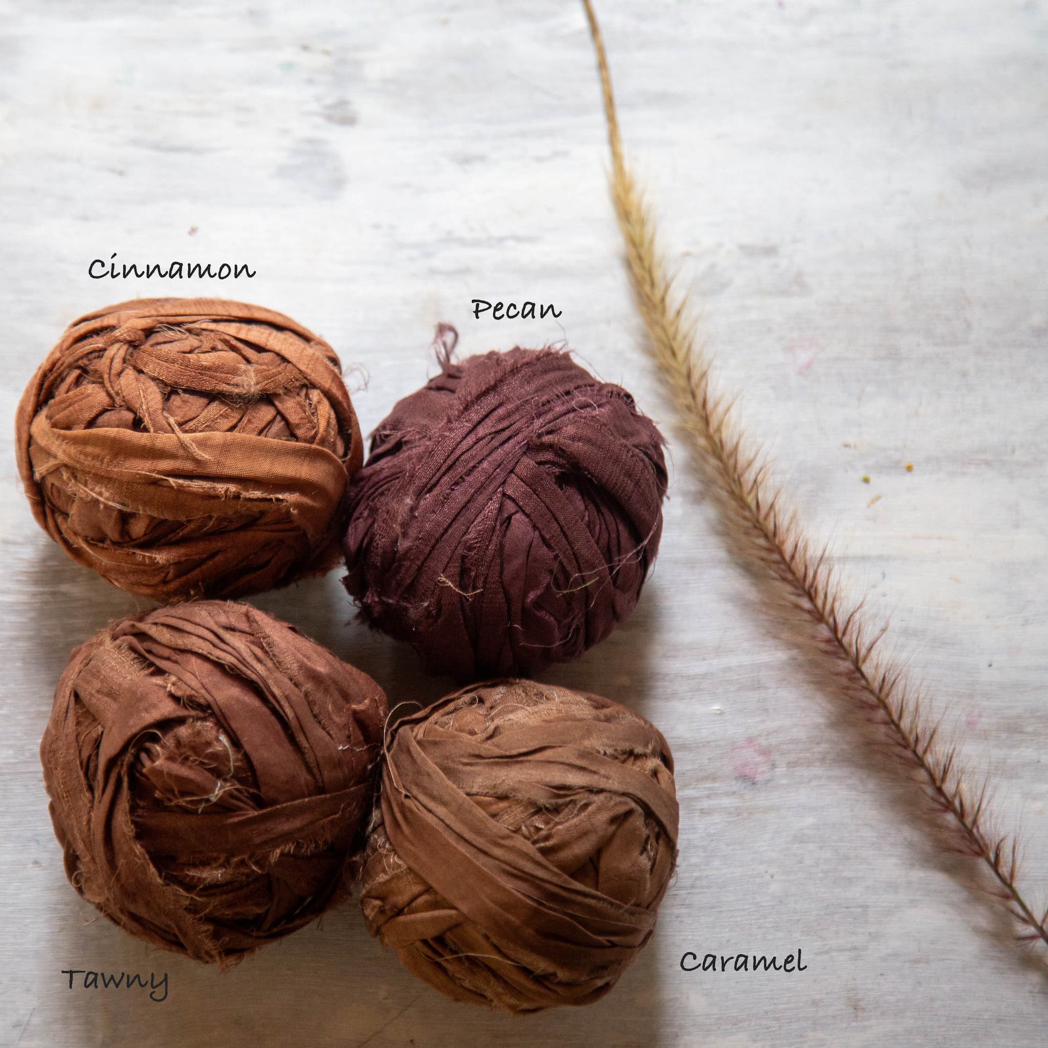 Chestnut brown Sari silk ribbon, hand-dyed and textured, great for weaving and gift wrap