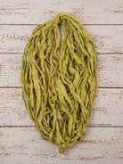 Olive green chiffon silk ribbon yarn skein with soft flowing texture
