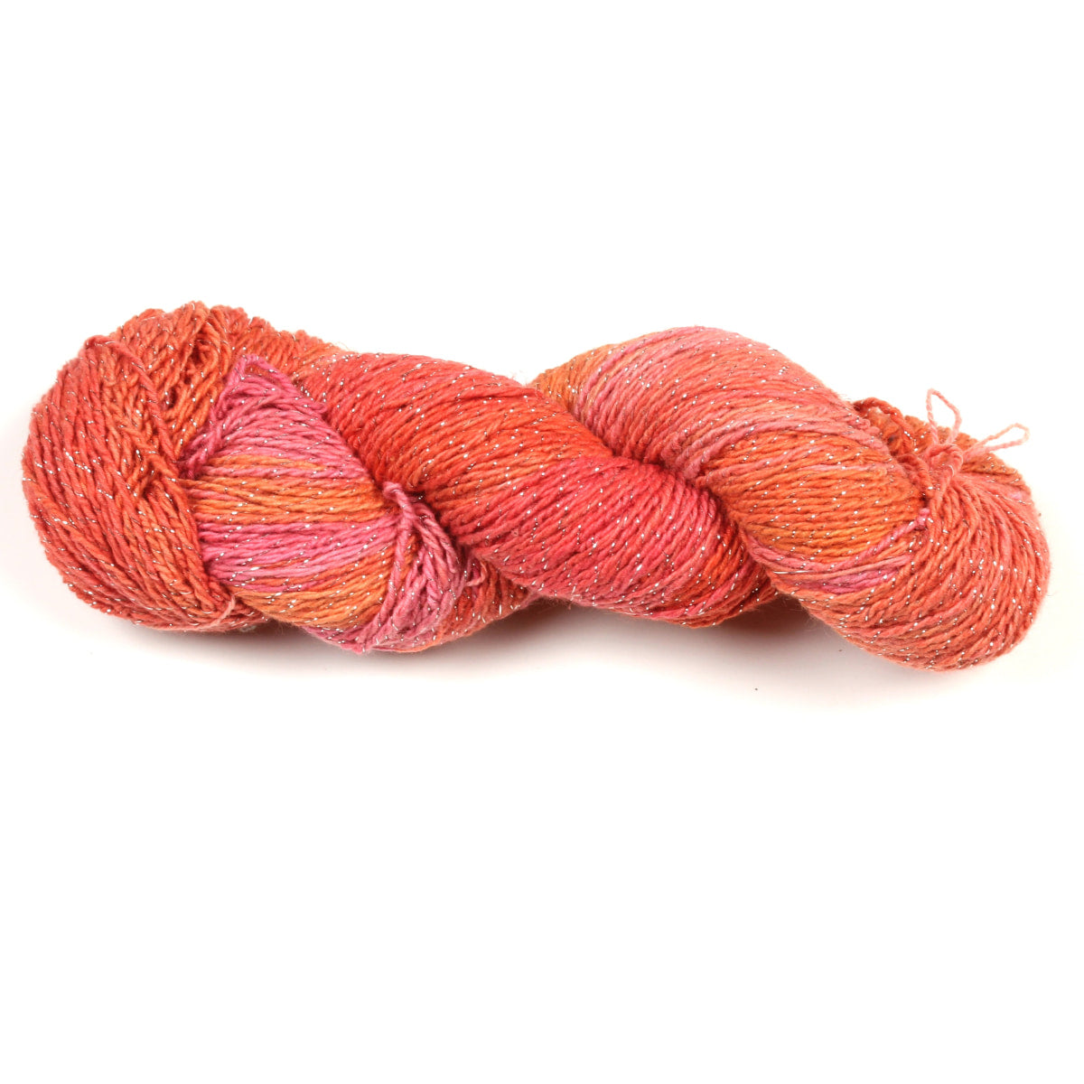 Cotton-Linen Sparkle Yarn in orange shades – luminous DK yarn with natural texture