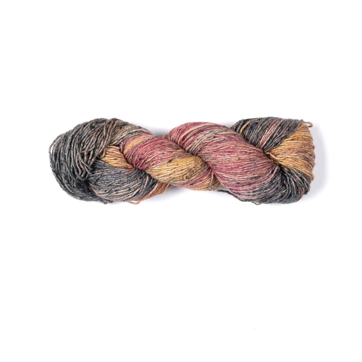 Hand-dyed Cotton Linen Yarn – Ember Night shade in black, red, and yellow tie-dye tones