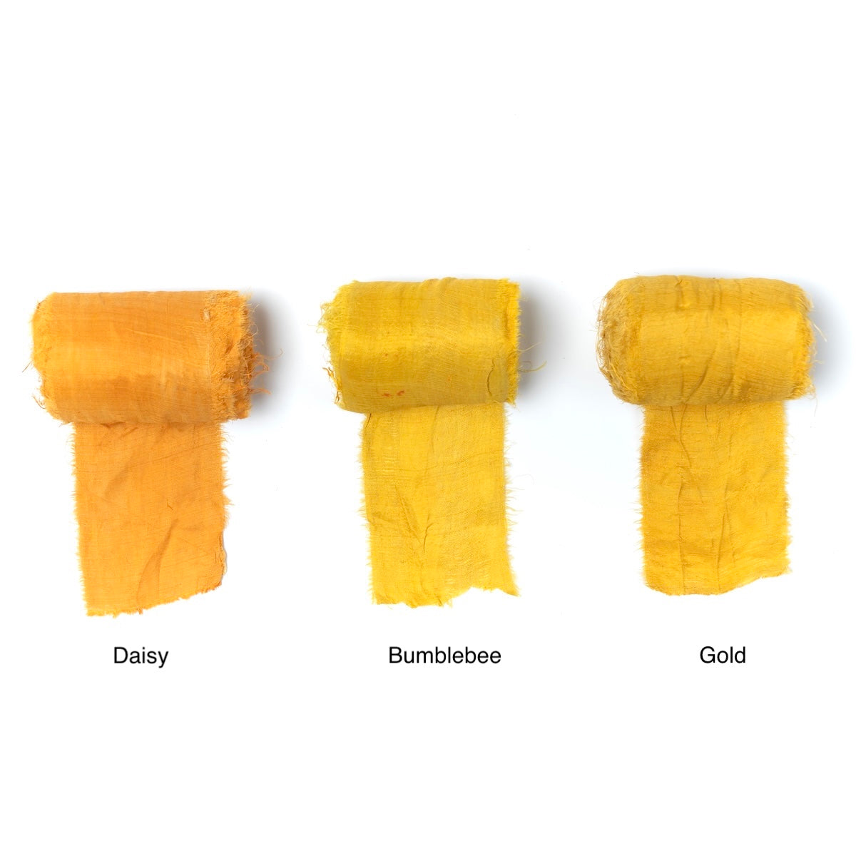 Extra wide sari silk ribbon in golden yellow shades.