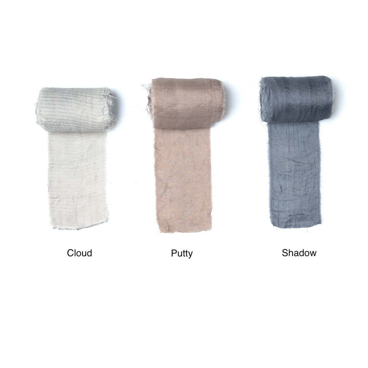 Extra wide sari silk ribbon in shades of gray , silver and brown.