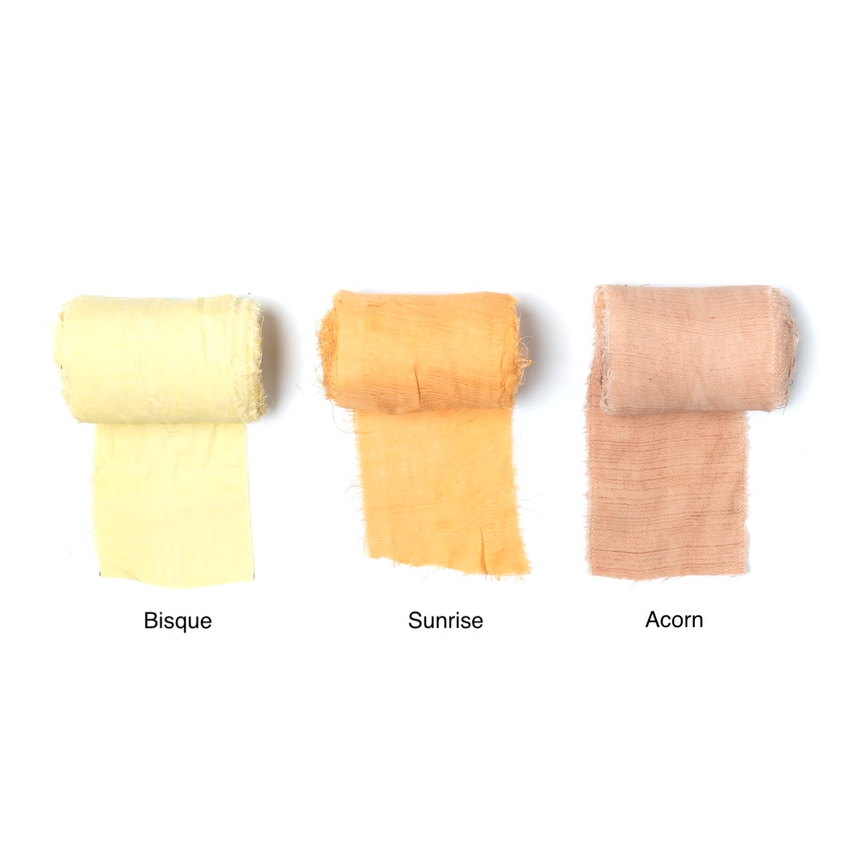 Extra wide sari silk ribbon in light yellow, golden yellow, and brown shades.