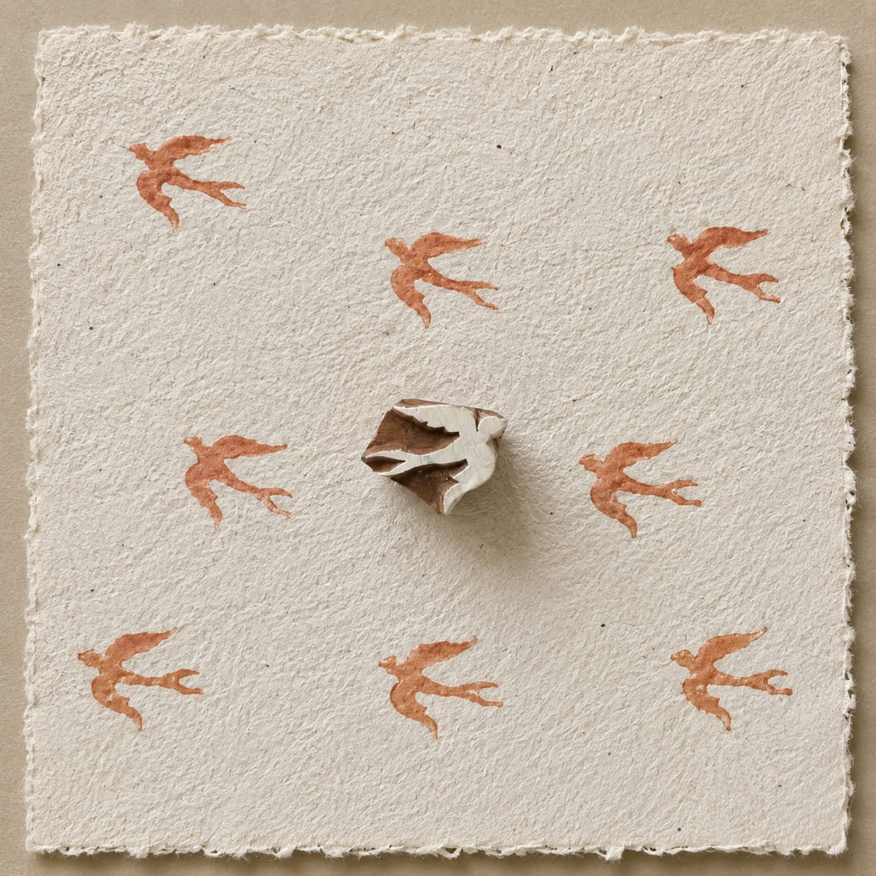 Flying Swallow wooden printing block from India, hand carved for fabric, textile and decorative craft printing