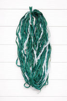 Ocean Mist sari silk ribbon strands in teal aqua and seafoam white