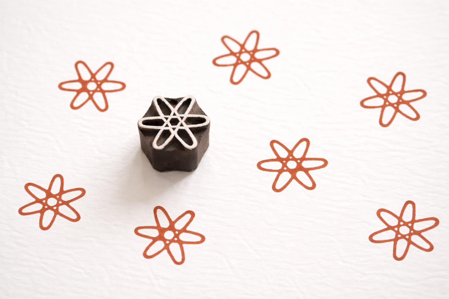 Wooden Printing Blocks with Geometric Symbols - Set of 4