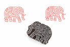 Hand carved elephant wooden block printing stamp with decorative patterns for fabric printing, textile stamping and pottery decoration.