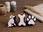 Wooden block printing stamps dog set including dog bone and paw design Indian wood stamps for fabric textile and clay printing