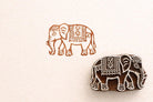 Elephant Indian printing block used on fabric showing detailed textile print hand carved wooden stamp
