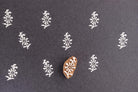 Daisy Stem Block wooden printing stamp used on fabric showing floral textile pattern