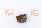 Hand carved wooden deer stamp for block printing on fabric and paper