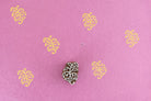 Curved Vine Leaf Block wooden textile stamp used on fabric showing repeating leaf pattern block print