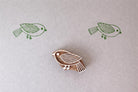Folk Bird Block wooden stamp with simple bird design printed in green