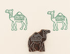 Camel wooden printing block creating traditional print on paper